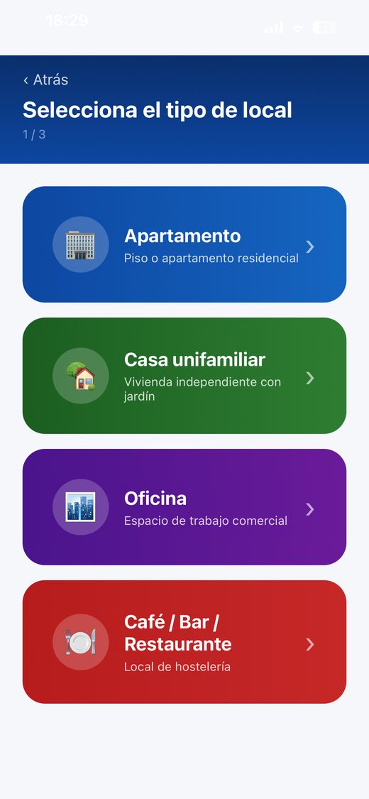Selección del tipo de local