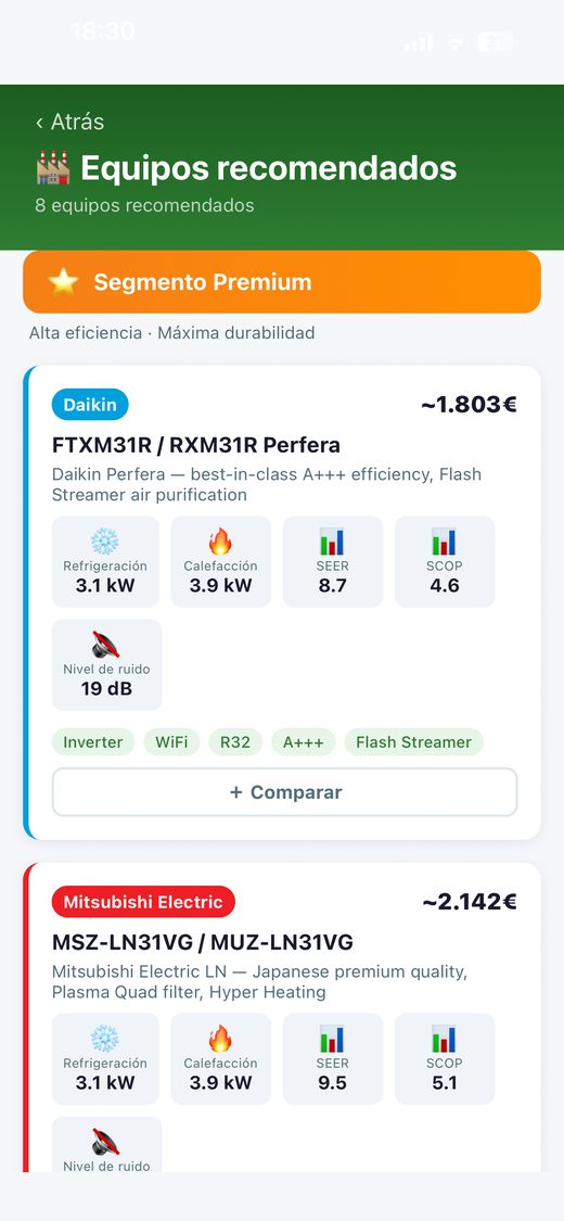 Catálogo de equipos con SEER y SCOP